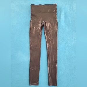 SPANX Faux Leather Pebbled Textured Croc Leggings Size Small Black